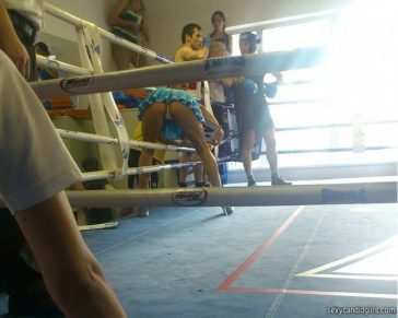 Mini Skirt Promo Girl Bending Over