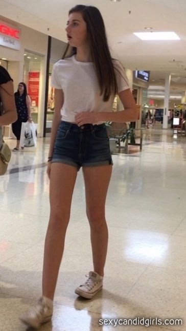 Slim Young Teen In Jean Shorts