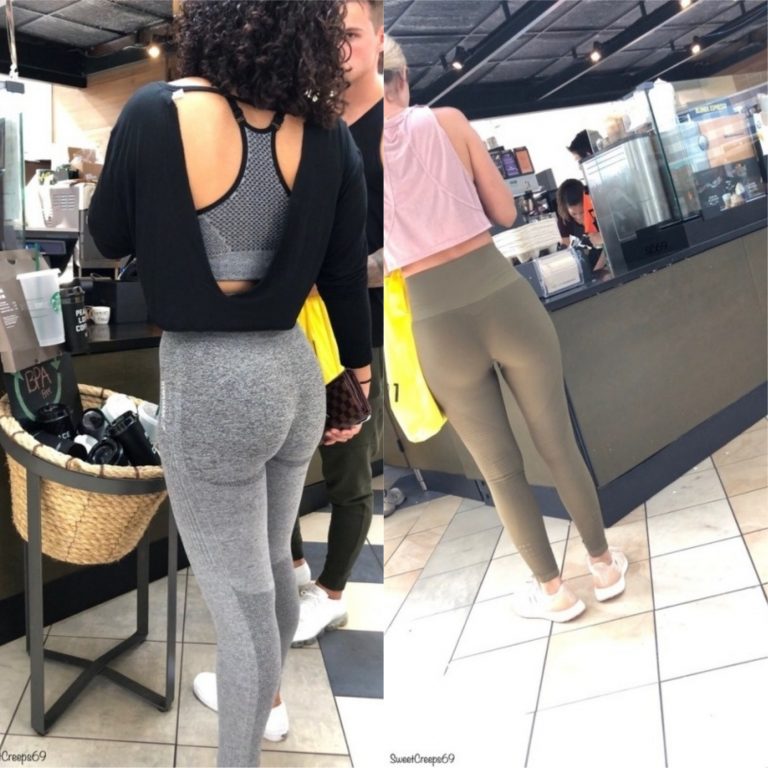 Two Hot Girls Shopping In Tight Yoga Pants Sexy Candid Girls 