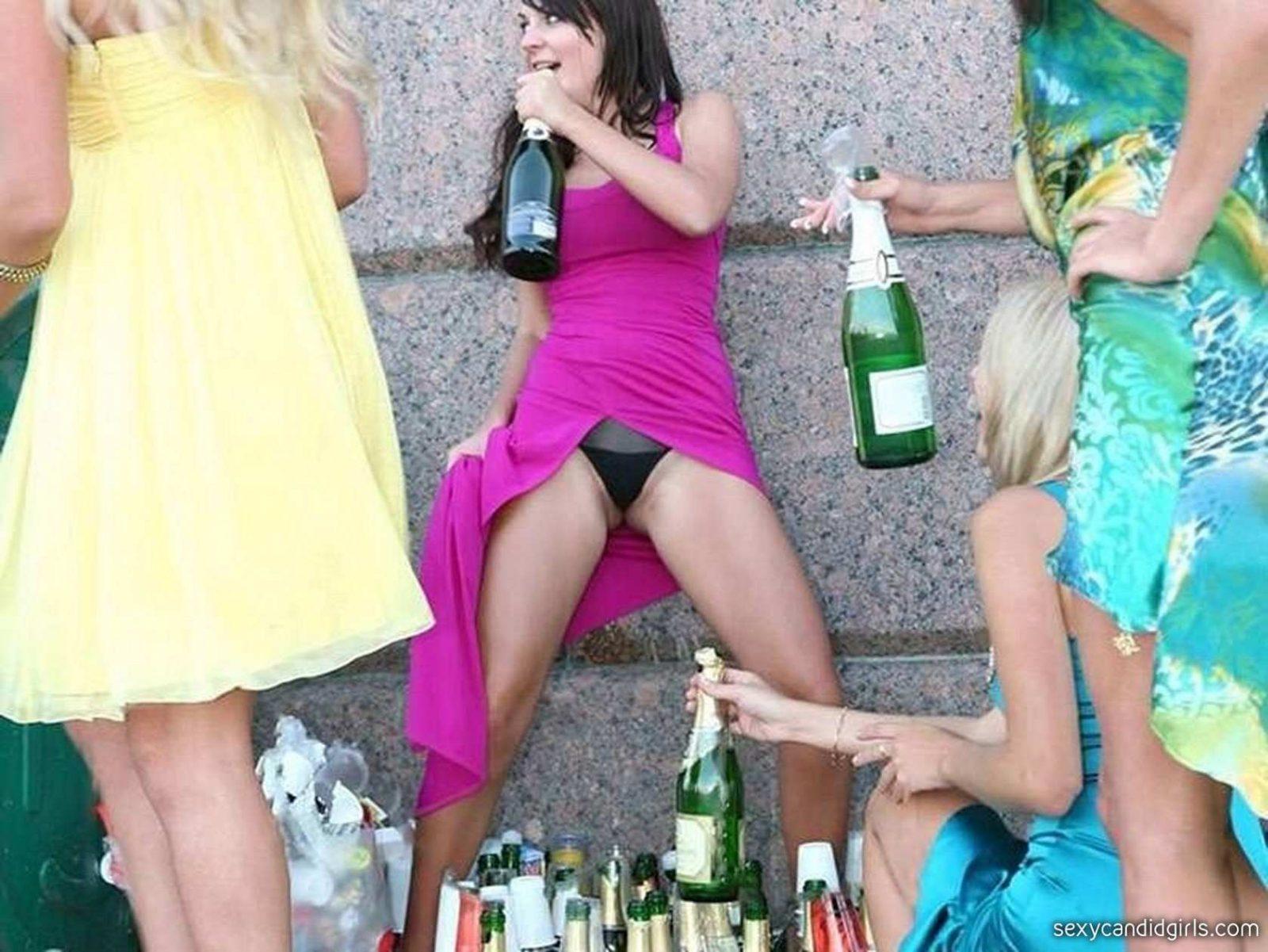 Drunk Girls Showing Panties