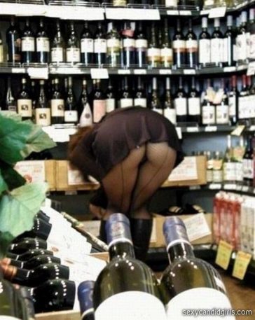 Drunk Slut Bending Over At Wine Store