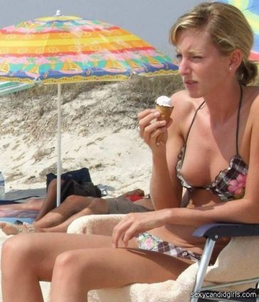 Nipslip Girl Eating Ice Cream