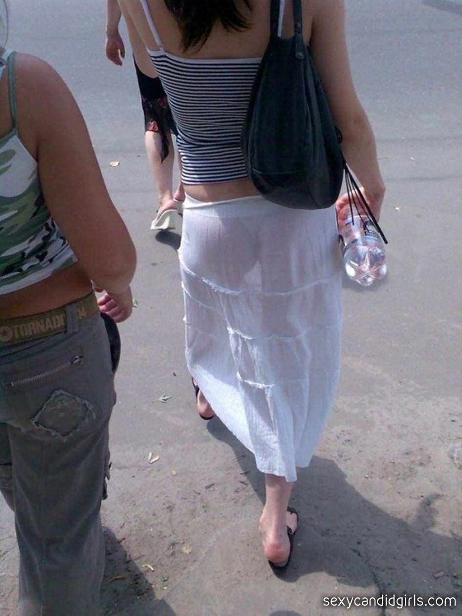 See Through Long Dress Girl Shows Her Thong picture