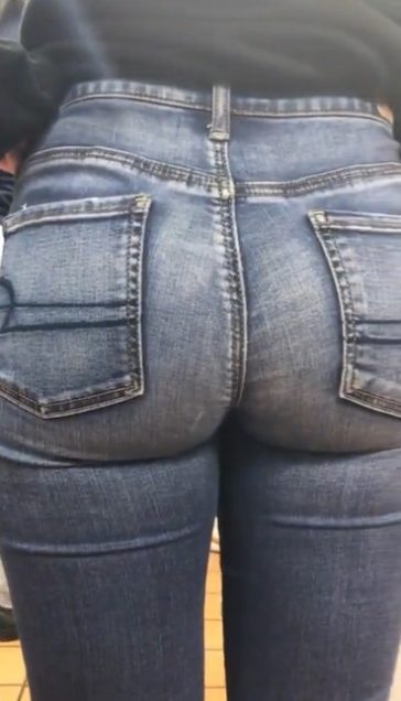 Candid Ass In Jeans At Queue