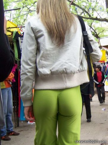 Green Tight Pants Candid Ass