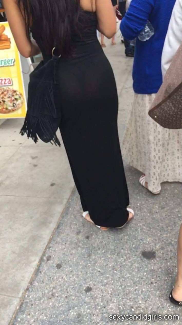 See Through Long Dress Showing Black Thong Sexy Candid Girls