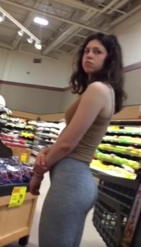 Beautiful Ass Girl In Grey Leggings Caught Me