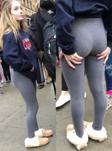 Sweet Ass Teen Grey Leggings Creepshot Video