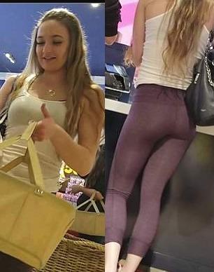 Busty Teen In Purple Yoga Pants Shopping With Boyfriend