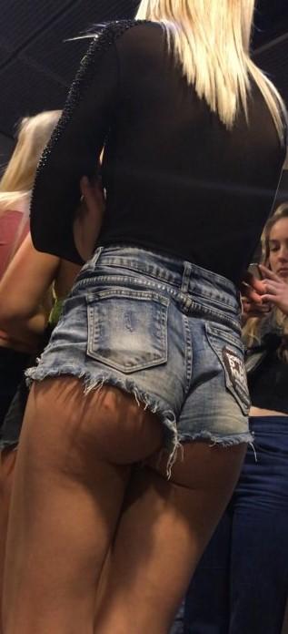Showing Off Her Cheeks In Jean Shorts