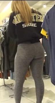 Thick Ass Blonde In Grey Leggings