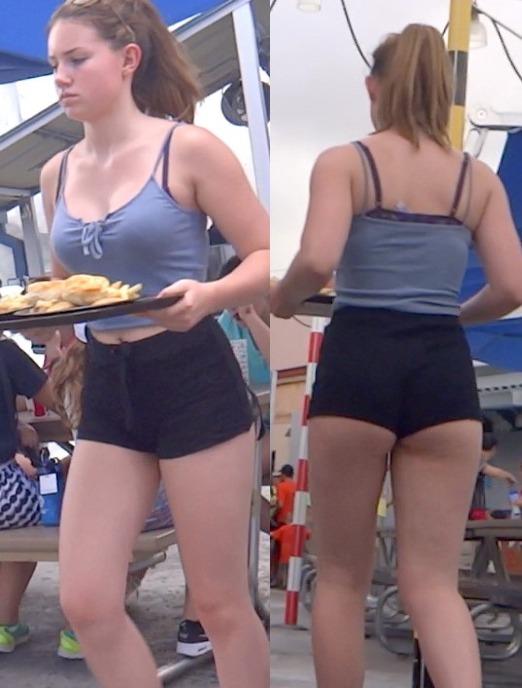 Black Shorts Busty Teen Creepshot Video
