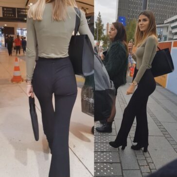 Candid Ass Fit Girl In Black Tight Pants