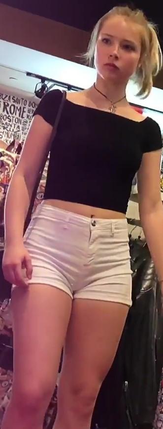Candid Teen In White Shorts Sexy Ass