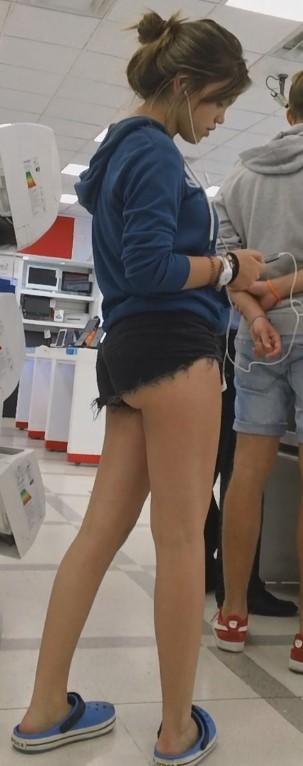 JB Teen Cheeks In Black Short Shorts