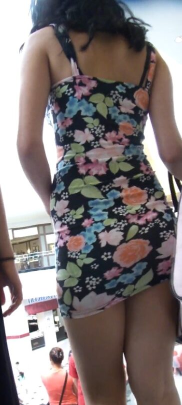 Mini Dress Hot Brunette Candid Video
