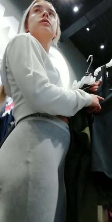 Grey Leggings Blonde Beautiful Candid Ass