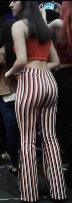 Stripped Pants Brunette Candid Ass