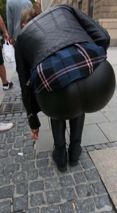 Shinny Leggings Candid Ass Girl