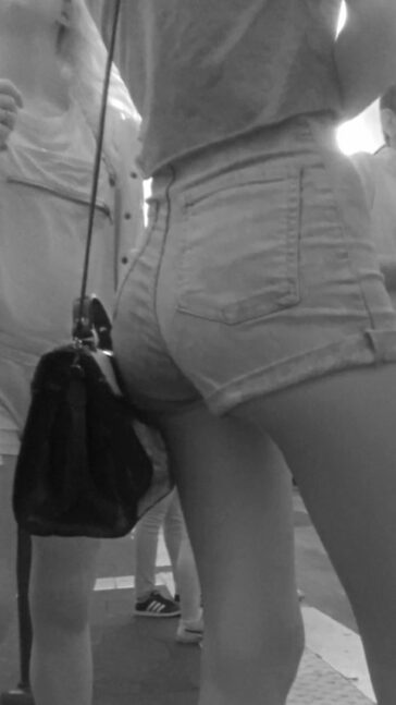 Skinny JB Candid Teen In Denim Shorts