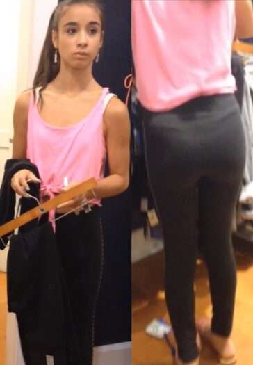 Skinny Young Teen In Black Leggings