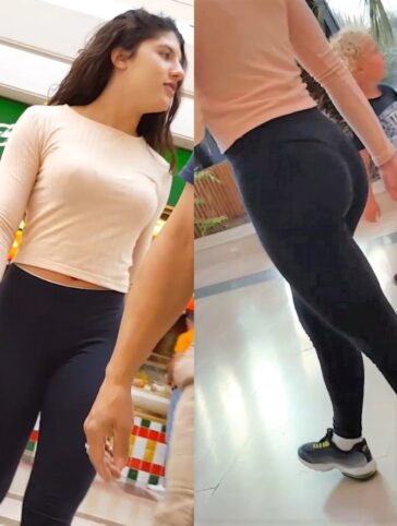 Teen In Black Leggings With Her Parents