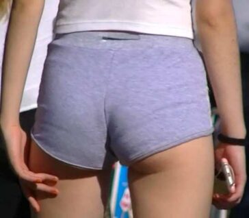 Teen In Grey Cotton Shorts Candid Ass