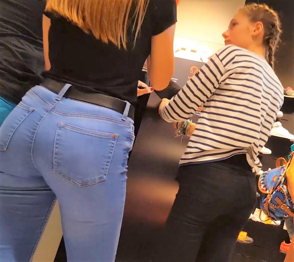 Two Hot Teens In Leggings and Jeans image