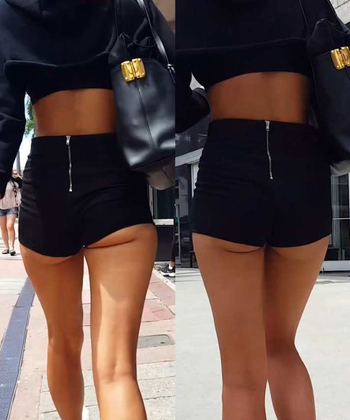 Fit Girl With Zipper Shorts