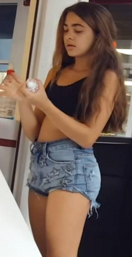 Sexy Candid Teen In Denim Shorts