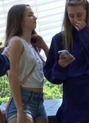 Two Candid Teens In Shorts