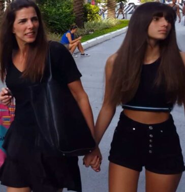 Young Candid Teen With Mom