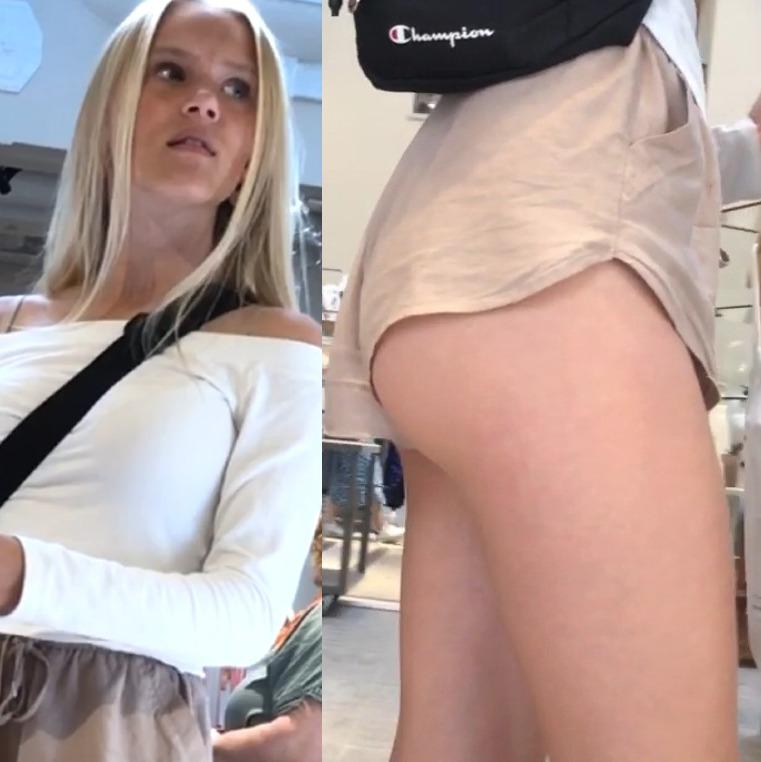 Candid Teen Showing Her Cheeks