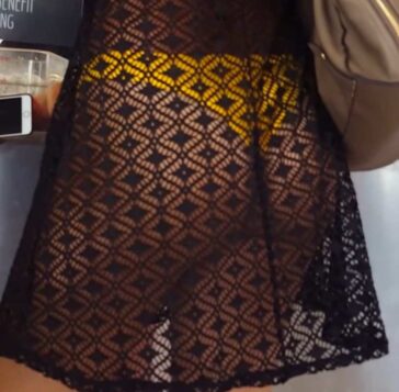 Yellow Thong In See Thru Dress