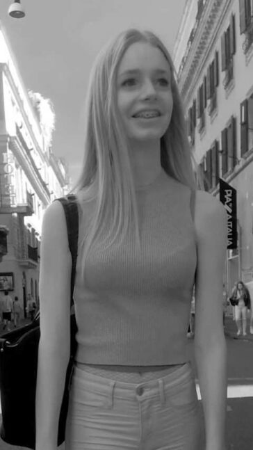 Young Candid Teen With Braces