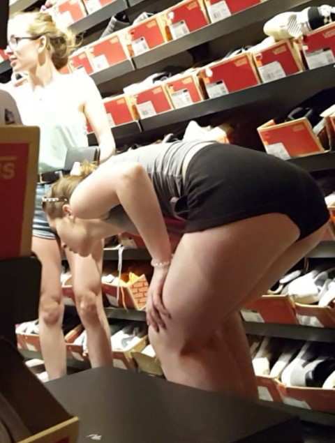 Busty Teen Bennding Over In Shorts