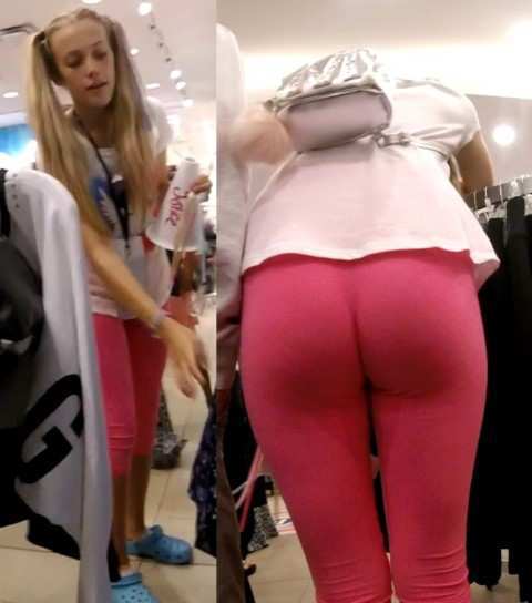 Pink Leggings Teen With Pigtails