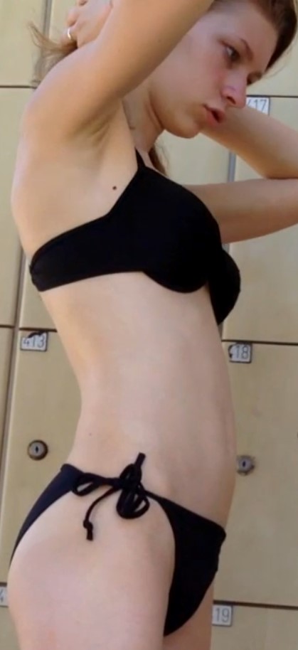 Beautiful Candid Teen In Black Bikini