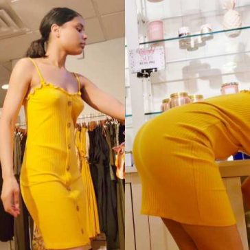 Candid Braless Teen With Tight Dress