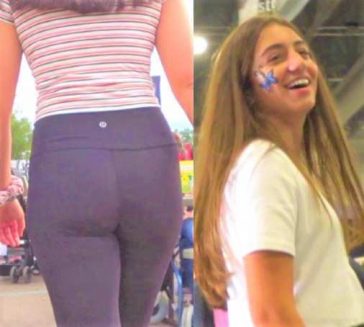 Two Young Candid Teens In Yoga Pants
