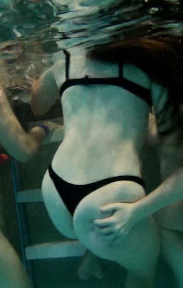 Underwater Candid Teen In Black Thong
