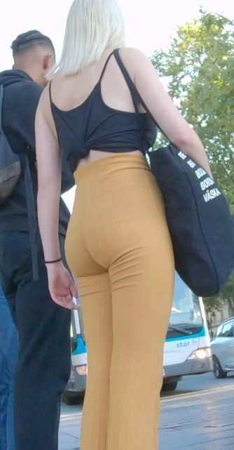 Yellow Pants Blonde With Stunning Candid Booty