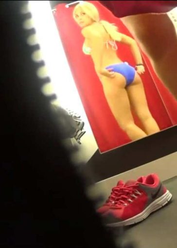 Hot Blonde In Bikini In Dressing Room