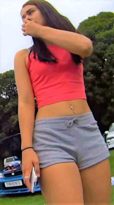 Grey Shorts Candid Teen Ass