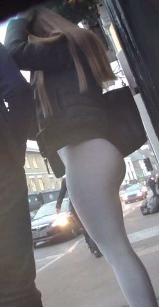 Hot Blonde Teen In Grey Leggings With Fit Body