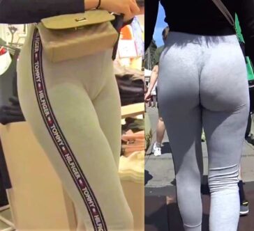 Hot Blonde Teen In Grey Leggings Candid Ass