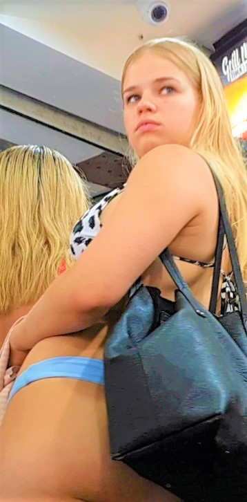 Blue Thong Candid Teen Ass