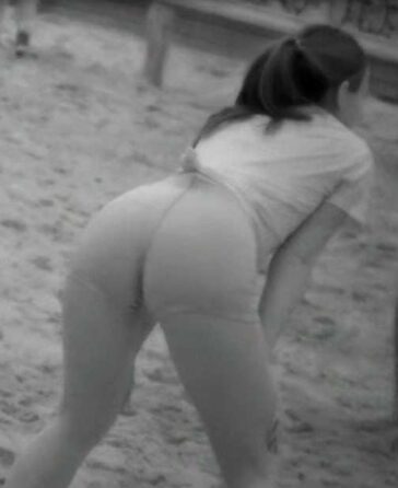 Candid Teen Playing Voleyball In Shorts