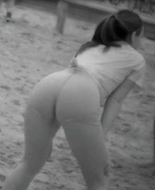 Candid Teen Playing Voleyball In Shorts