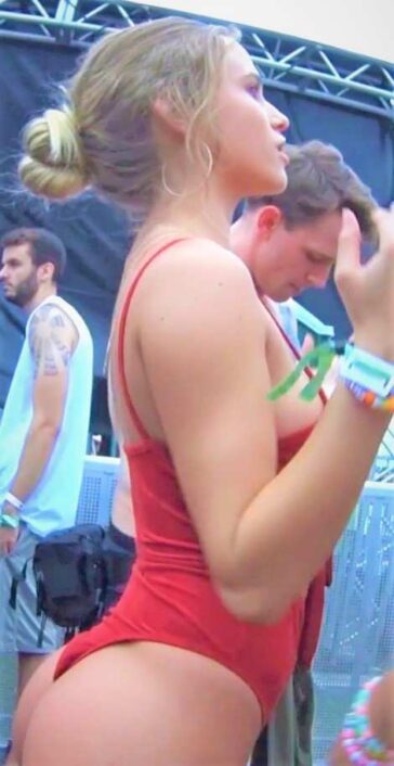 Candid Thong Rave Slut At Music Festival